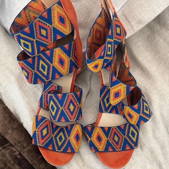 Colorful Geometric Patterned Women's Sandals - Picture 1 of 3